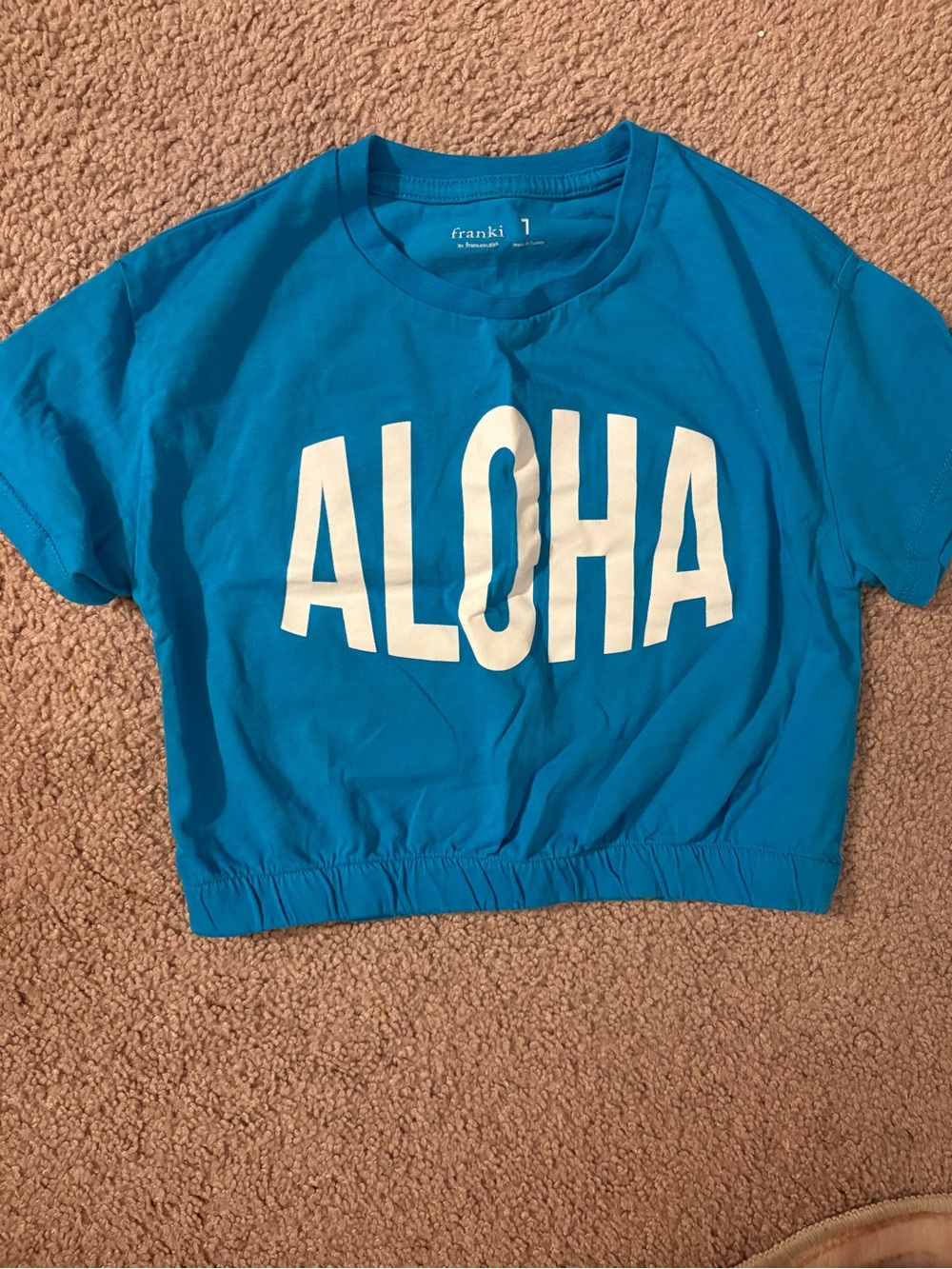 Francesca's Collections Blue "ALOHA" Crop Top